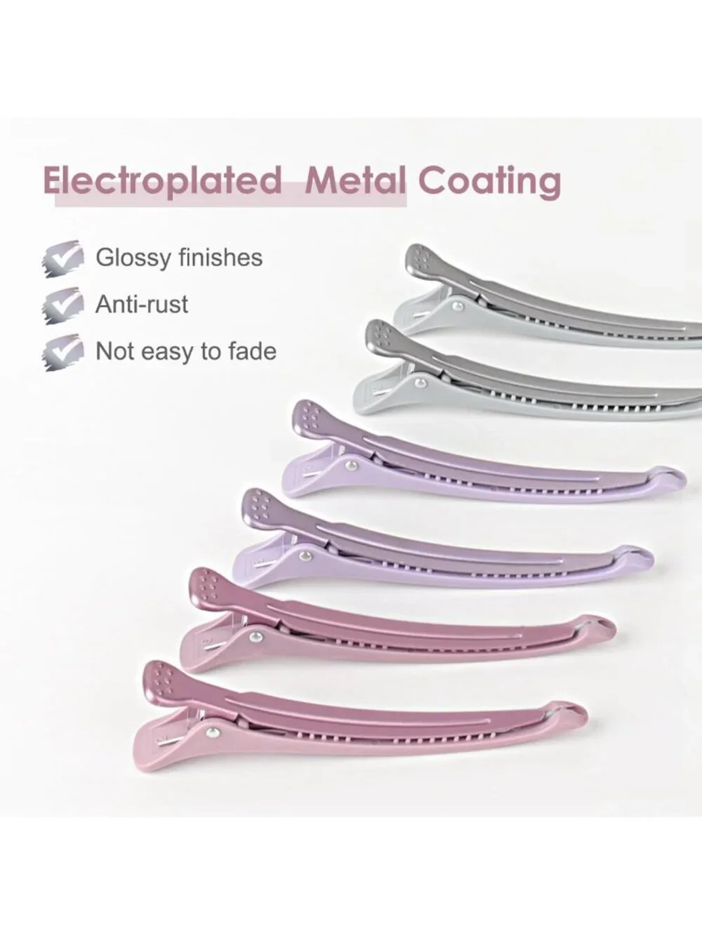 Silicone Hair Sectioning Clips - 6 No Crease Duck Bill Styling Clips in Morandi